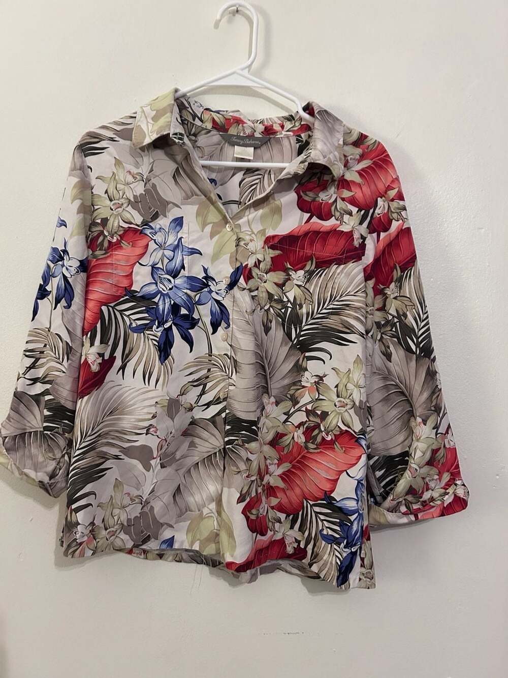 Tommy Bahama Floral Tropical Print Button Down Shirt Size Large